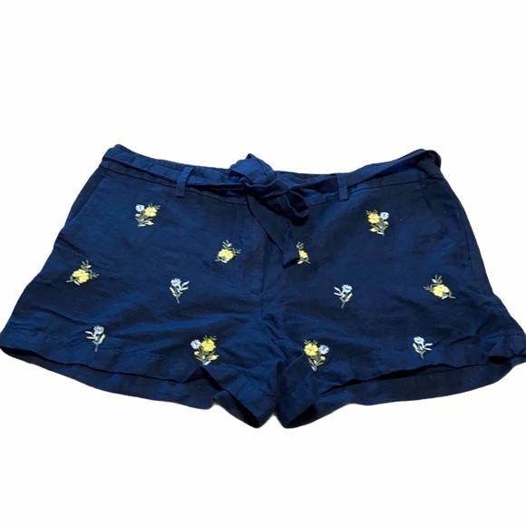 Loft Linen blend navy Shorts - Picture 1 of 8